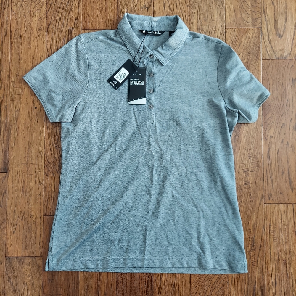 Travis Mathew She Classy Polo large Heather grey NWT